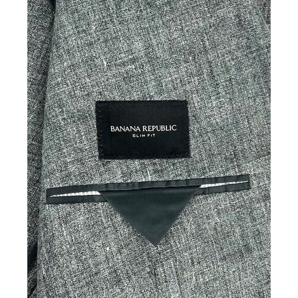 Banana Republic Mens 44R Gray Slim Fit Linen 2 Button Sport Coat Blazer Jacket - Picture 11 of 12